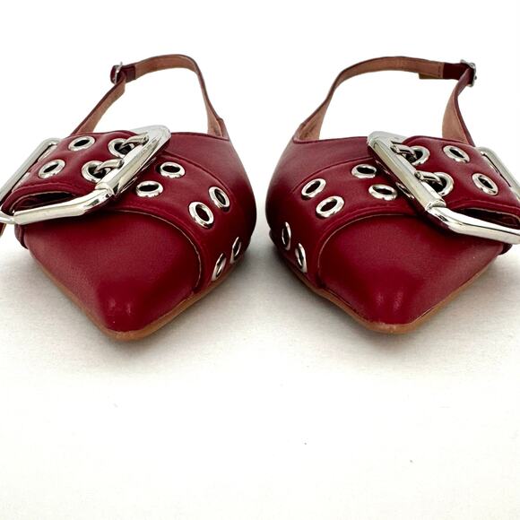 Bibi Lou Samira Motto Pointed Toe Slingback Sandals Flats Carmine | EU 36 (US 6) - Picture 4 of 13